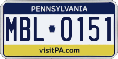 PA license plate MBL0151