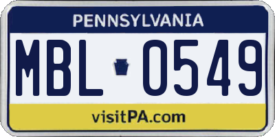 PA license plate MBL0549