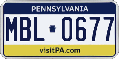 PA license plate MBL0677
