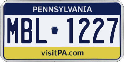 PA license plate MBL1227