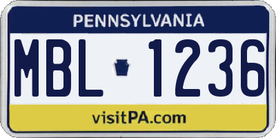 PA license plate MBL1236