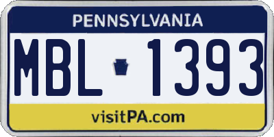 PA license plate MBL1393