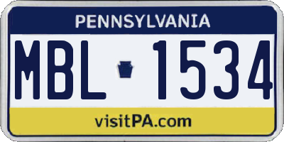 PA license plate MBL1534