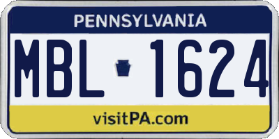 PA license plate MBL1624