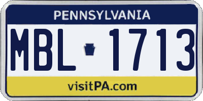 PA license plate MBL1713