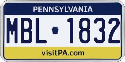 PA license plate MBL1832