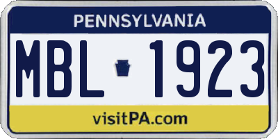 PA license plate MBL1923