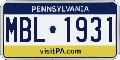 PA license plate MBL1931
