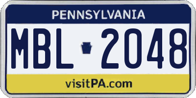 PA license plate MBL2048