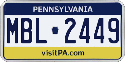 PA license plate MBL2449