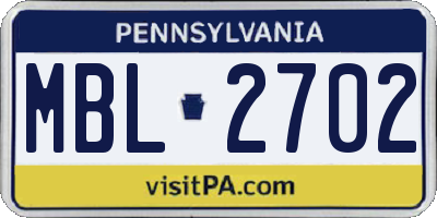 PA license plate MBL2702