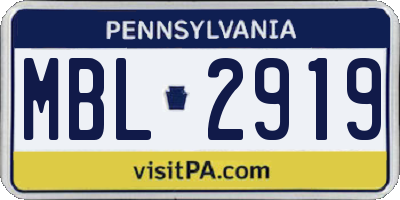 PA license plate MBL2919