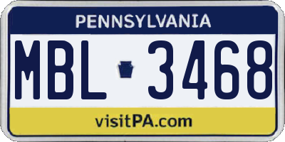 PA license plate MBL3468