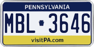 PA license plate MBL3646