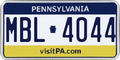 PA license plate MBL4044