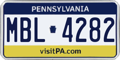 PA license plate MBL4282