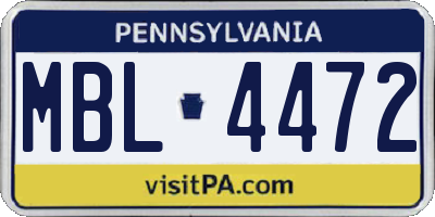 PA license plate MBL4472