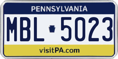 PA license plate MBL5023