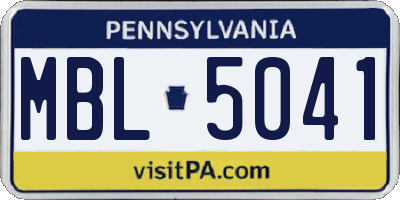 PA license plate MBL5041