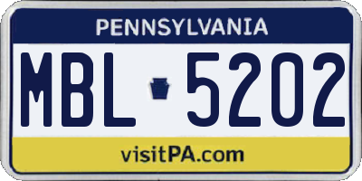 PA license plate MBL5202