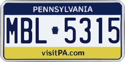 PA license plate MBL5315