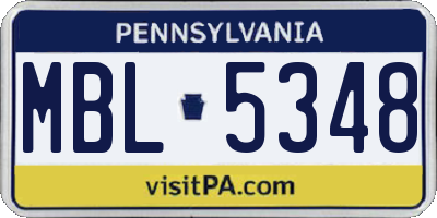 PA license plate MBL5348
