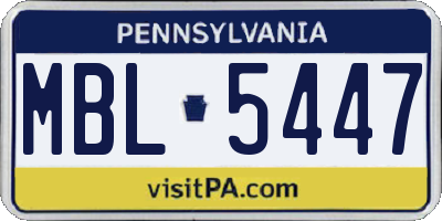 PA license plate MBL5447