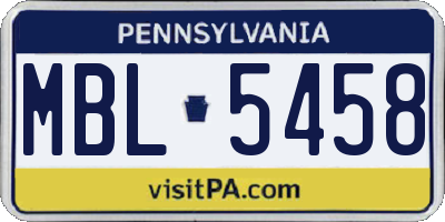 PA license plate MBL5458