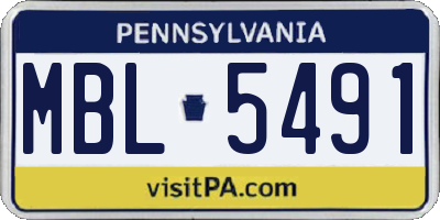 PA license plate MBL5491
