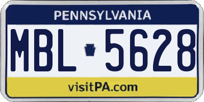 PA license plate MBL5628