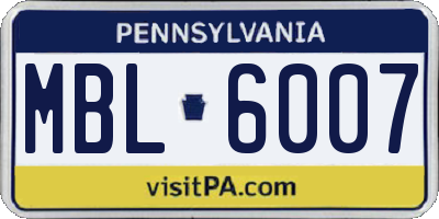 PA license plate MBL6007