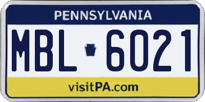 PA license plate MBL6021