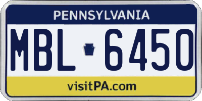 PA license plate MBL6450