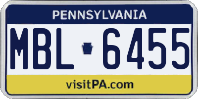 PA license plate MBL6455