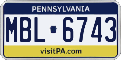 PA license plate MBL6743