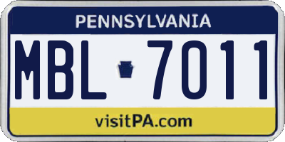 PA license plate MBL7011