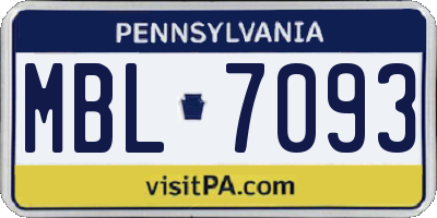 PA license plate MBL7093