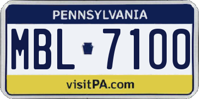 PA license plate MBL7100