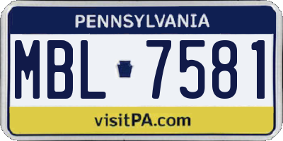PA license plate MBL7581