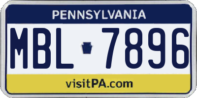 PA license plate MBL7896