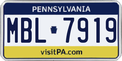PA license plate MBL7919