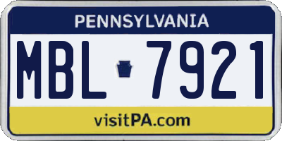 PA license plate MBL7921