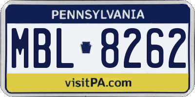 PA license plate MBL8262
