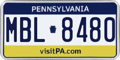 PA license plate MBL8480