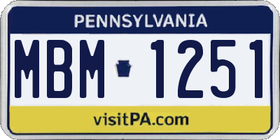 PA license plate MBM1251