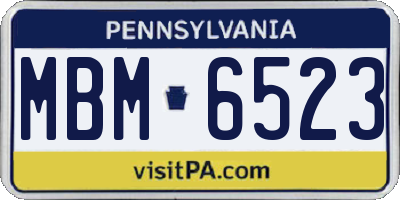 PA license plate MBM6523