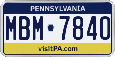 PA license plate MBM7840