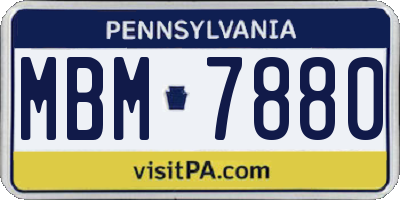 PA license plate MBM7880