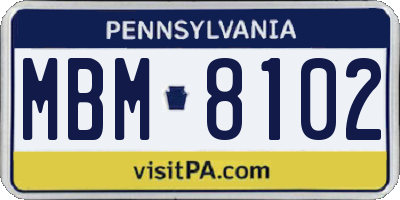 PA license plate MBM8102