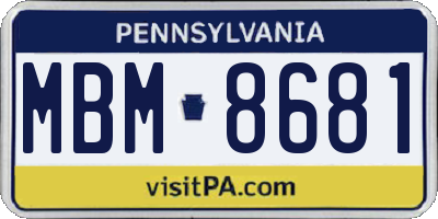 PA license plate MBM8681